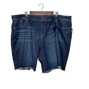 Lucky Brand Women’s 24W Georgia Denim Shorts Blue Easy Fit Mid Rise Raw Hem NWT‎